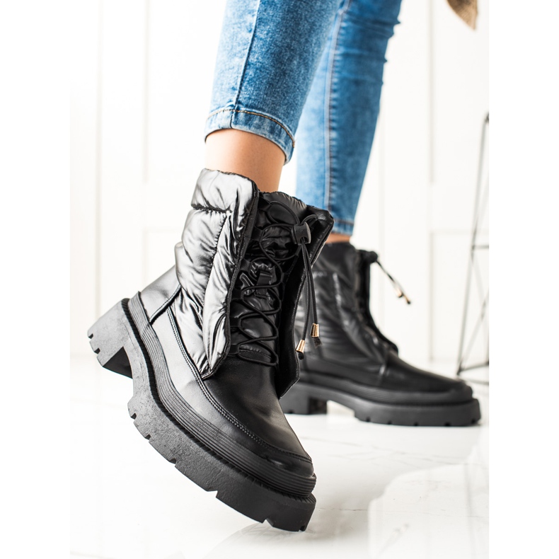 Small Swan Czarne Śniegowce Na Platformie 1