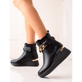 Groto Gogo Modne Botki Na Koturnie czarne 1