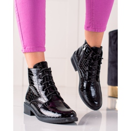TRENDI Eleganckie Sznurowane Botki czarne 1