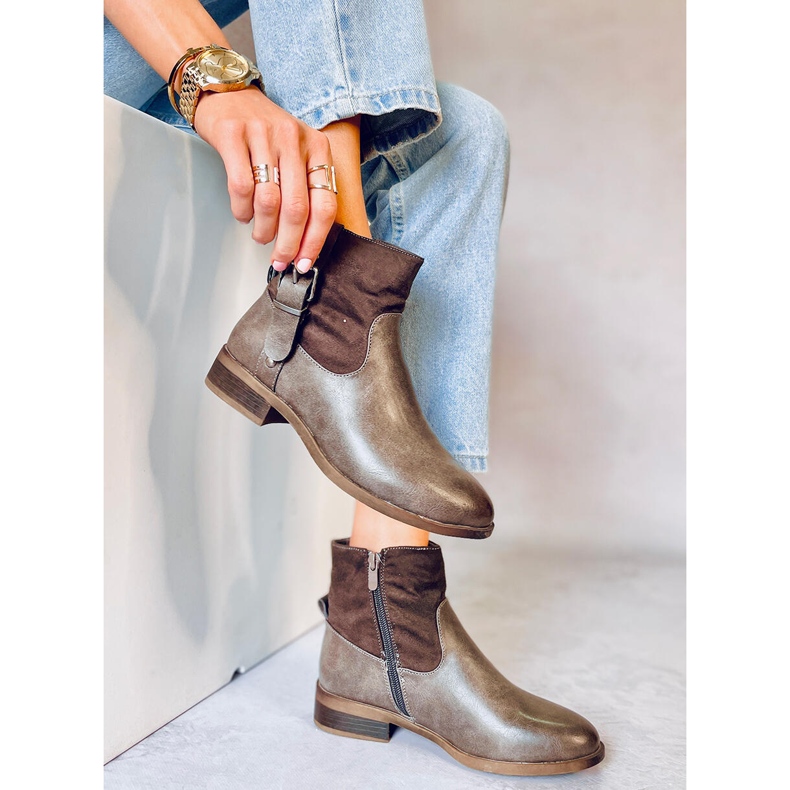 Botki damskie Finu Khaki szare 1