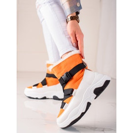 TRENDI Sportowe Śniegowce białe pomarańczowe 1