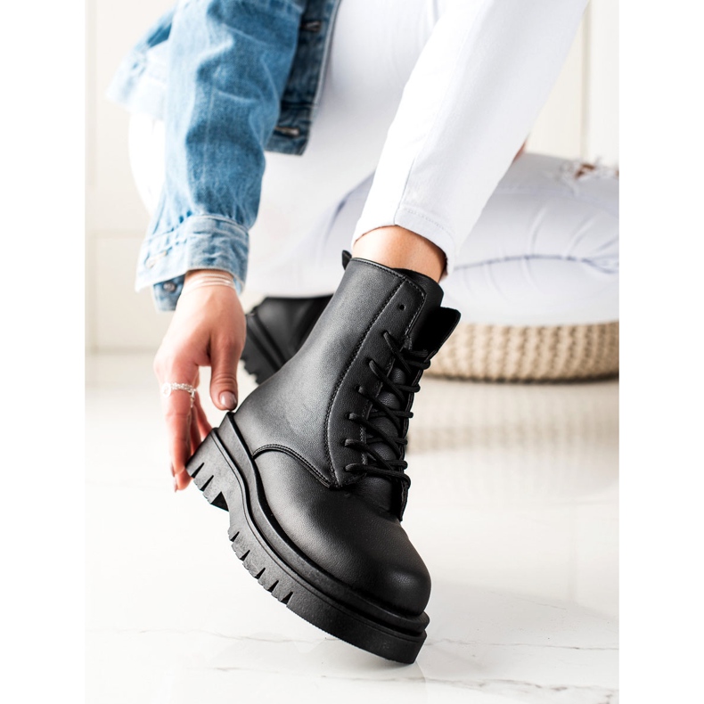 TRENDI Klasyczne Czarne Trapery Na Platformie 1