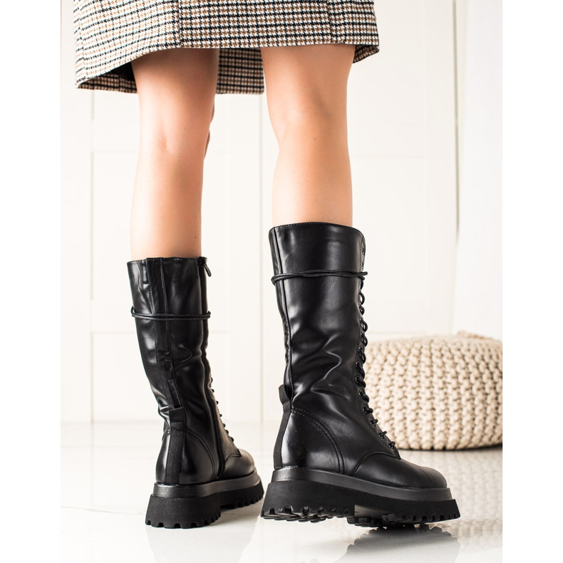 Seastar Wysokie Glany Z Eko Skóry czarne 1