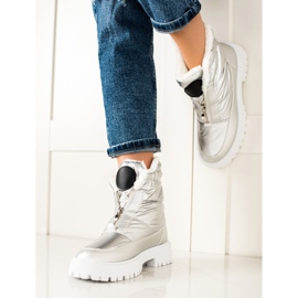 TRENDI Srebrne Błyszczące Śniegowce srebrny 1