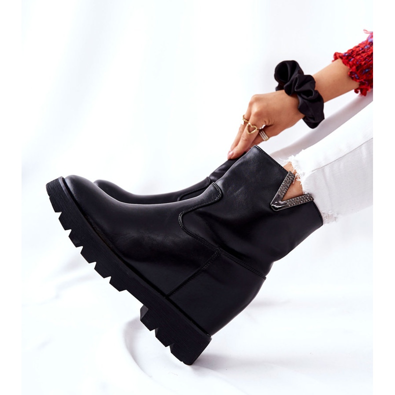 PG1 Botki Na Ukrytym Koturnie Z Emblematem Czarne Tivera 2