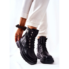 PG1 Botki Na Suwak Z Wiązaniem Czarne Elissmo 1