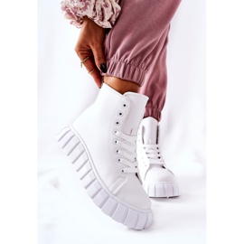 Skórzane Wysokie Trampki Na Platformie Białe Meniphise 1