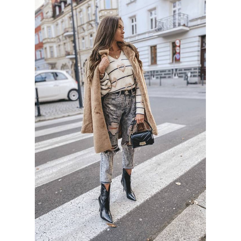 Czarne tłoczone botki na szpilce Cro 1