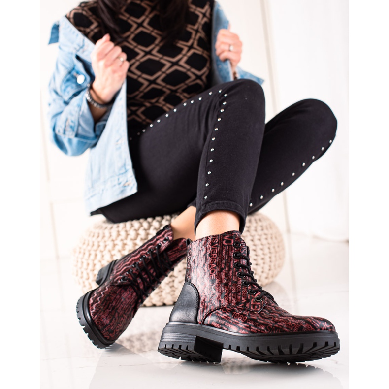 Goodin Modne workery z printem czerwone 2