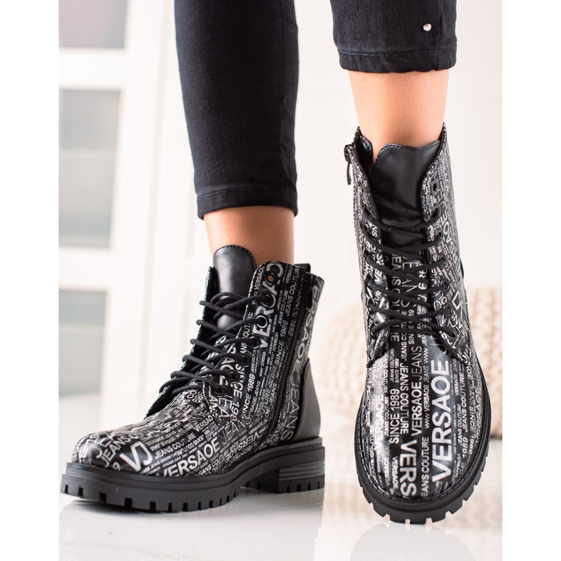 Goodin Modne workery z printem czarne 2