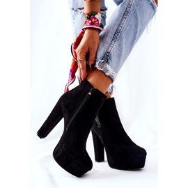 PS1 Zamszowe Botki Na Wysokim Obcasie Czarne Sarsea 1