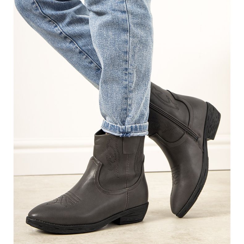 Szare botki kowbojki ocieplane Belda 1