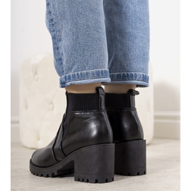 Czarne botki ocieplane na słupku Ruel 1