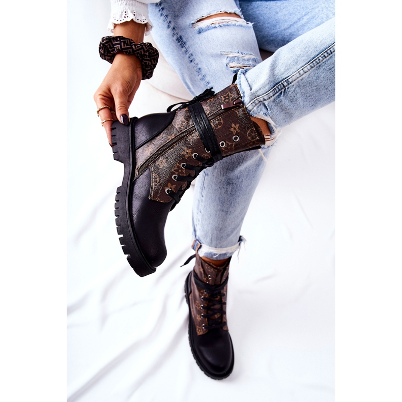 FJ1 Skórzane Botki Brązowo-Czarne Lonevis brązowe 2