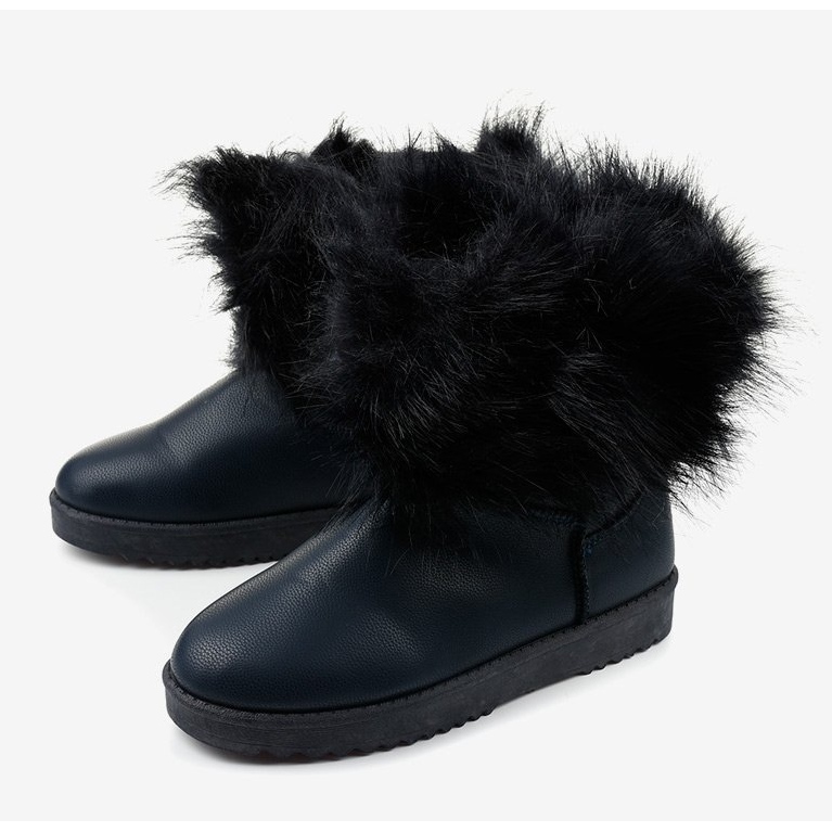 Niebieskie botki ocieplane Loneflarem granatowe 2