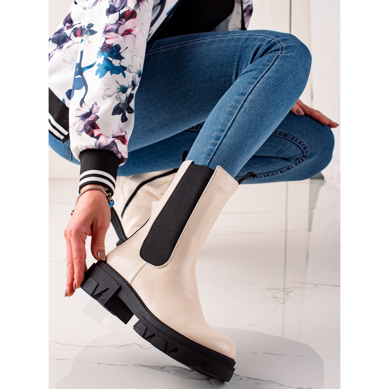 Goodin Modne Wysokie Botki beżowy 2