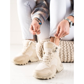 TRENDI Ocieplane Sznurowane Botki beżowy 1