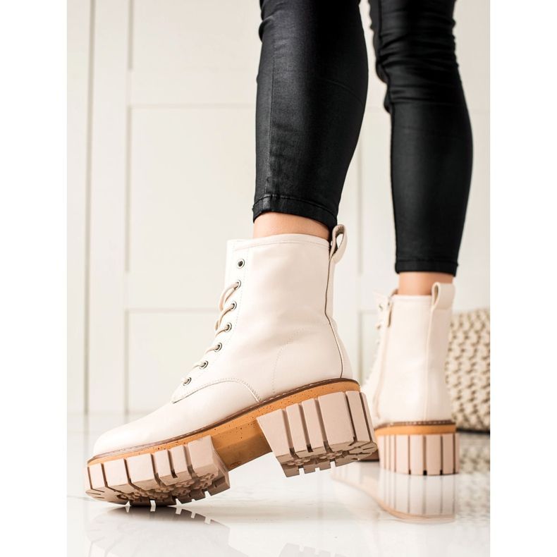 Seastar Botki Traperki Na Platformie beżowy 1