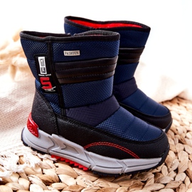 PJ2 Dziecięce Ocieplane Wysokie Śniegowce Granatowe Leoth czarne 4