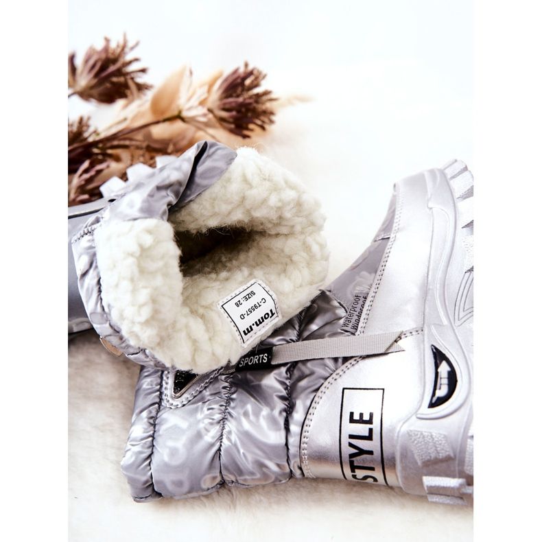 PJ2 Dziecięce Ocieplane Śniegowce Na Suwak Srebrne Cleome srebrny 1