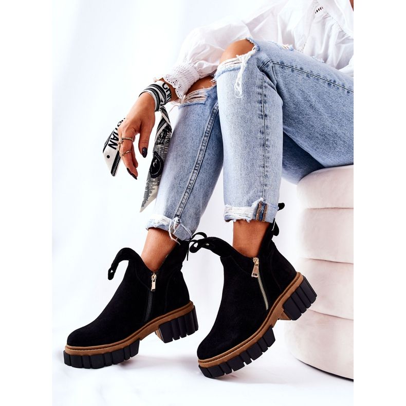 PA2 Botki Ocieplane Z Wycięciem Na Suwak Czarne Cadence 2