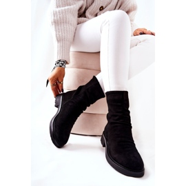 Wysokie Zamszowe Marszczone Botki Czarne Trisha 2