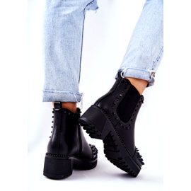 PG1 Botki Sztyblety Z Dżetami Czarne Comonis 2