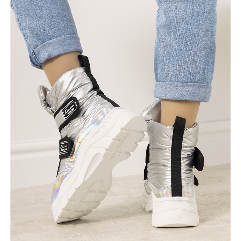 Srebrne śniegowce zapinane na rzepy Comforte srebrny 1