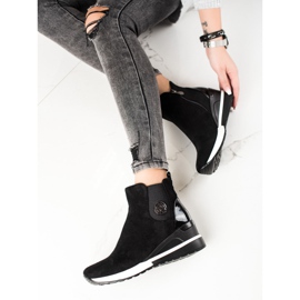 W. Potocki Botki Na Koturnie Potocki czarne 1