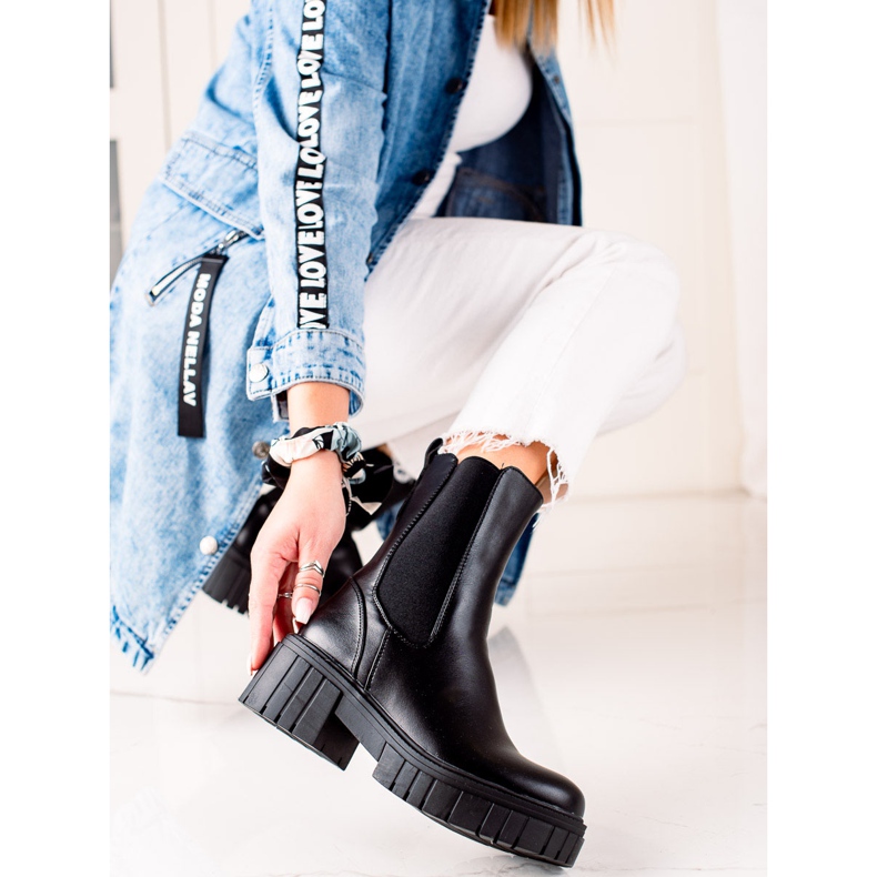 Seastar Czarne Botki Na Platformie 2