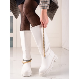 Seastar Kozaki Z Łańcuszkami Fashion białe 1