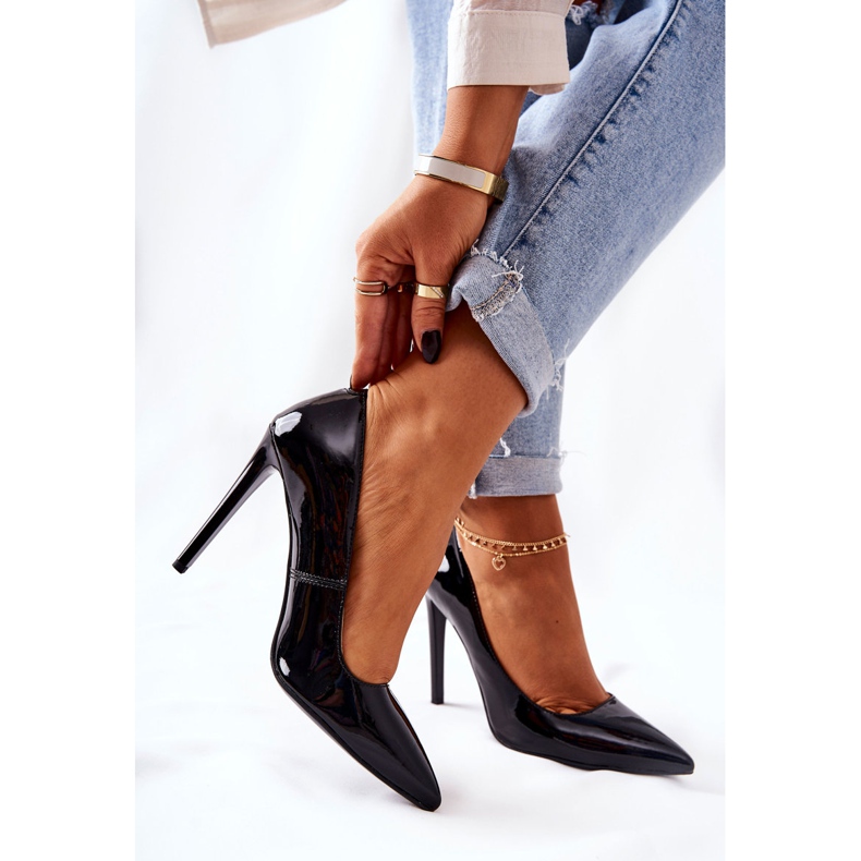 Lakierowane Szpilki W Szpic Monnari 0220-020 Czarne 2