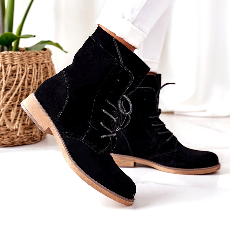 PS1 Botki Z Podwójną Cholewką Czarne Violetta 3