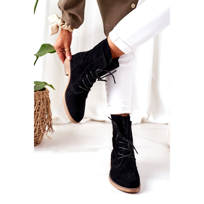 PS1 Botki Z Podwójną Cholewką Czarne Violetta 4