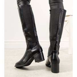 Czarne oficerki na słupku ocieplane Jurado 1