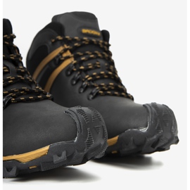 Czarne ocieplane obuwie sportowe męskie Barry żółte 1