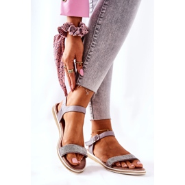 Sandały Z Cyrkoniami S.Barski 701-18 Szare 2