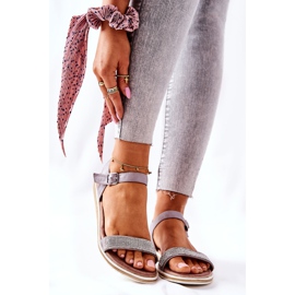 Sandały Z Cyrkoniami S.Barski 701-18 Szare 1