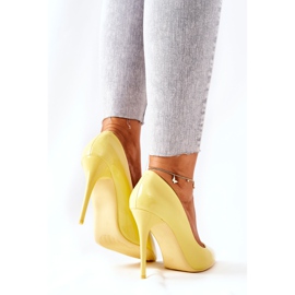 PG2 Eleganckie Lakierowane Szpilki Żółte Adrinnah 1