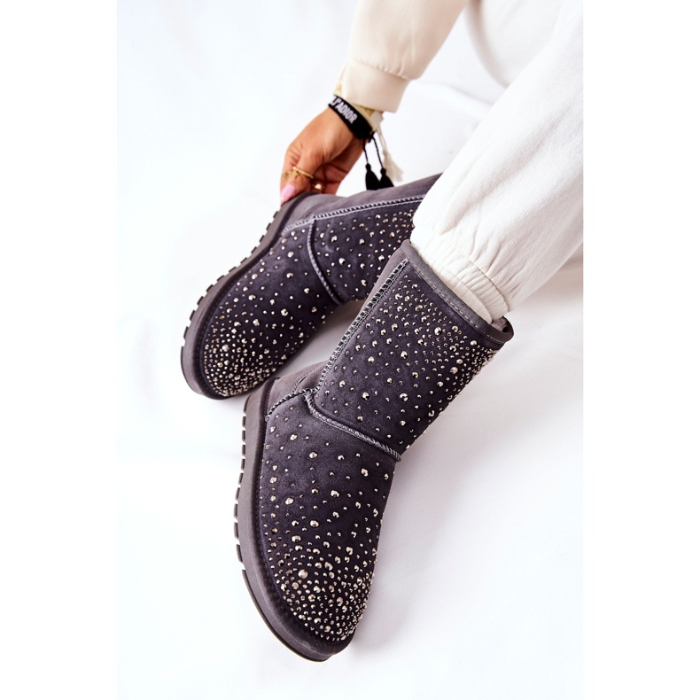 Mukluki Ocieplane Z Dżetami Szare Mariella srebrny 1