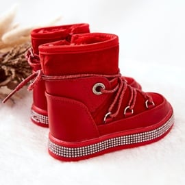 FR1 Dziecięce Śniegowce Z Cyrkoniami Czerwone Wellma 2
