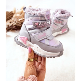 PJ2 Dziecięce Ocieplane Śniegowce Srebrno-Różowe Chilly fioletowe srebrny 2