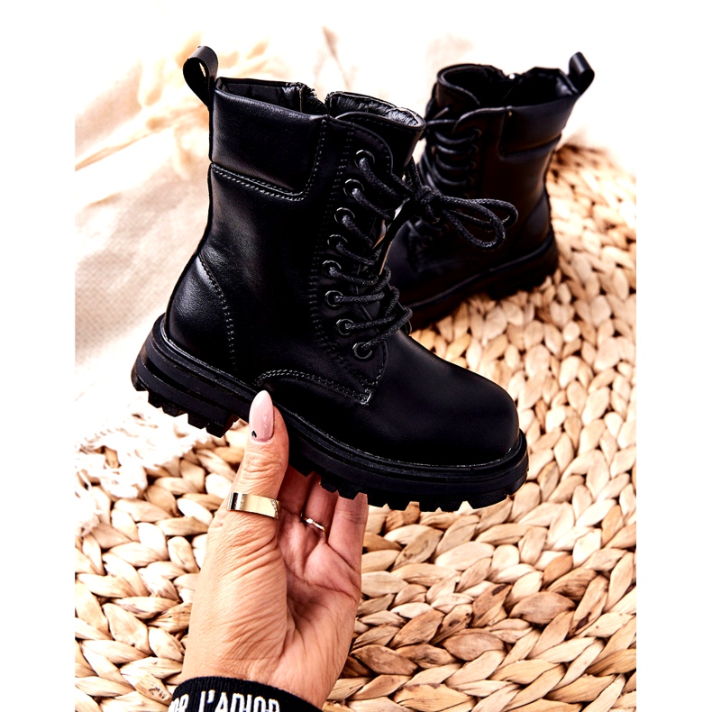 FR1 Klasyczne Dziecięce Botki Na Suwak Czarne Clarika 3