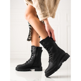 Erynn Klasyczne Czarne Sznurowane Workery 1