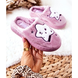 WJ1 Dziecięce Papcie Ocieplane Gwiazdy Fioletowe Nelli białe 2