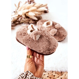 WJ1 Papcie Ocieplane Ze Ściągaczem Brązowe Dessi beżowy 2