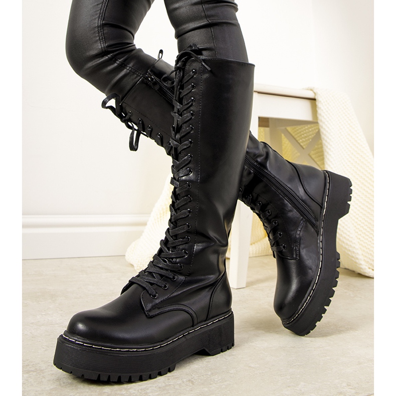 Czarne kozaki ocieplane damskie Patino 2