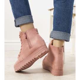 Różowe sneakersy ocieplane na koturnie Lara 1