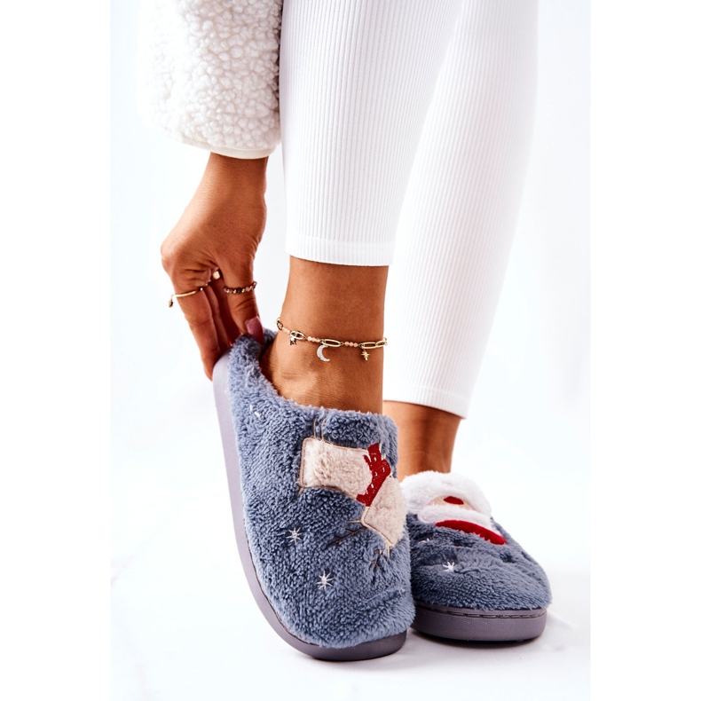 WJ1 Papcie Świąteczne Mikołaj I Renifer Szare 1