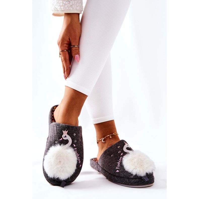 Papcie Ocieplane Łabędź Szare Reya 2